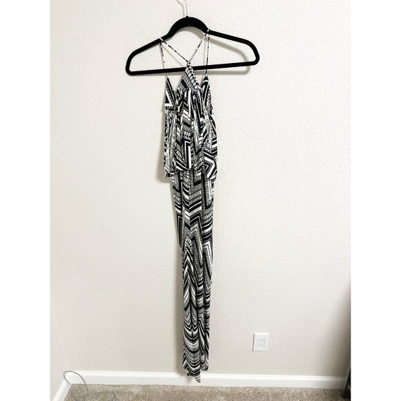 T-Bags Los Angeles Womens Plunge V Neck Knot Front Maxi Dress Geometric Medium - Picture 3 of 6